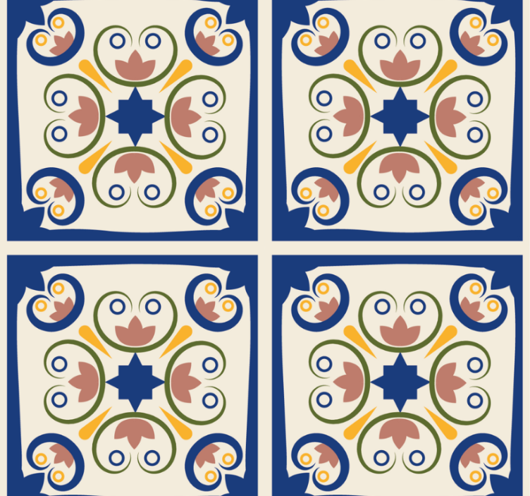 Modern roller blind with pink floral portuguese tile - TenStickers