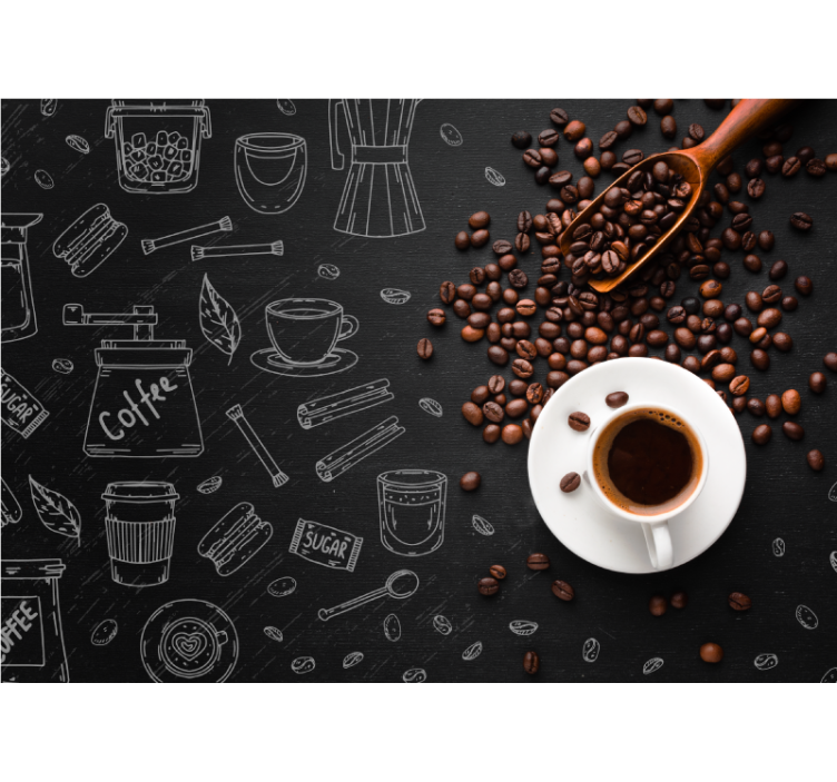 Kitchen roller blind coffee beans and doodles - TenStickers