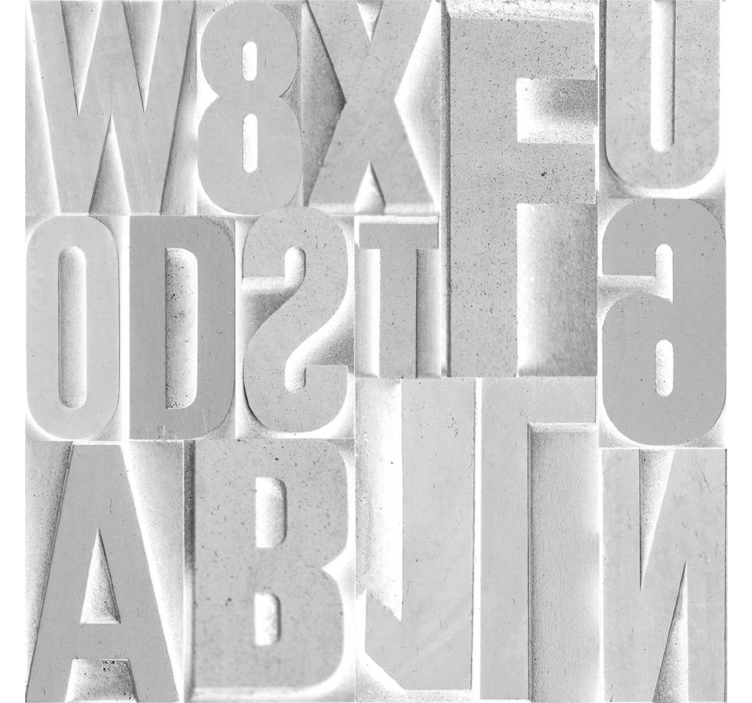 Gray roller blind with 3d grey letters design - TenStickers