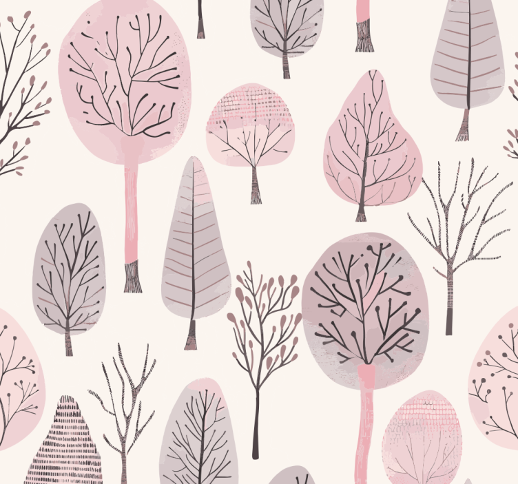 Pink roller blind with nordic trees design - TenStickers