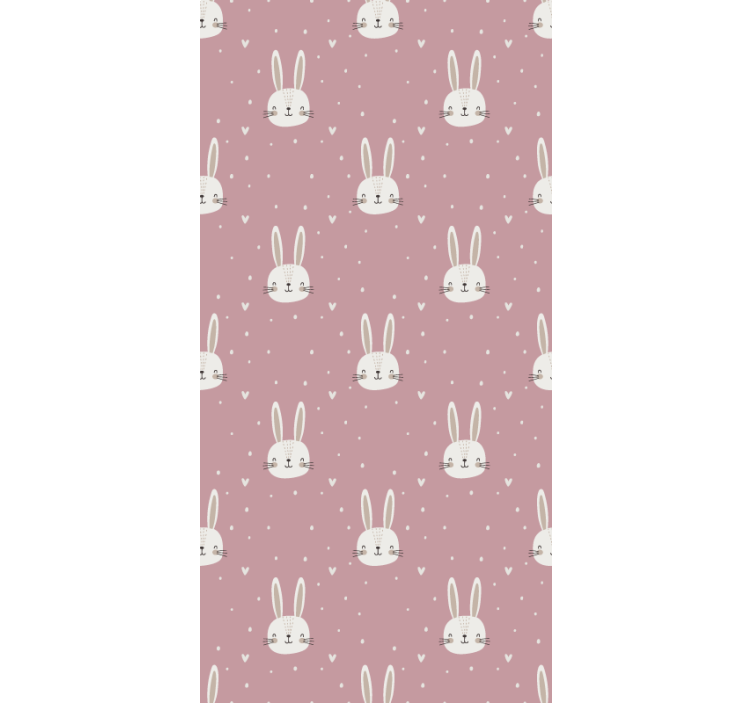 Pink roller blind with baby bunny faces - TenStickers