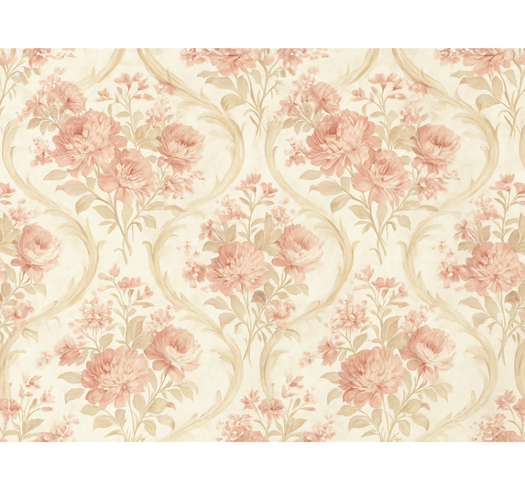 Pink roller blind with vintage light washed flowers - TenStickers