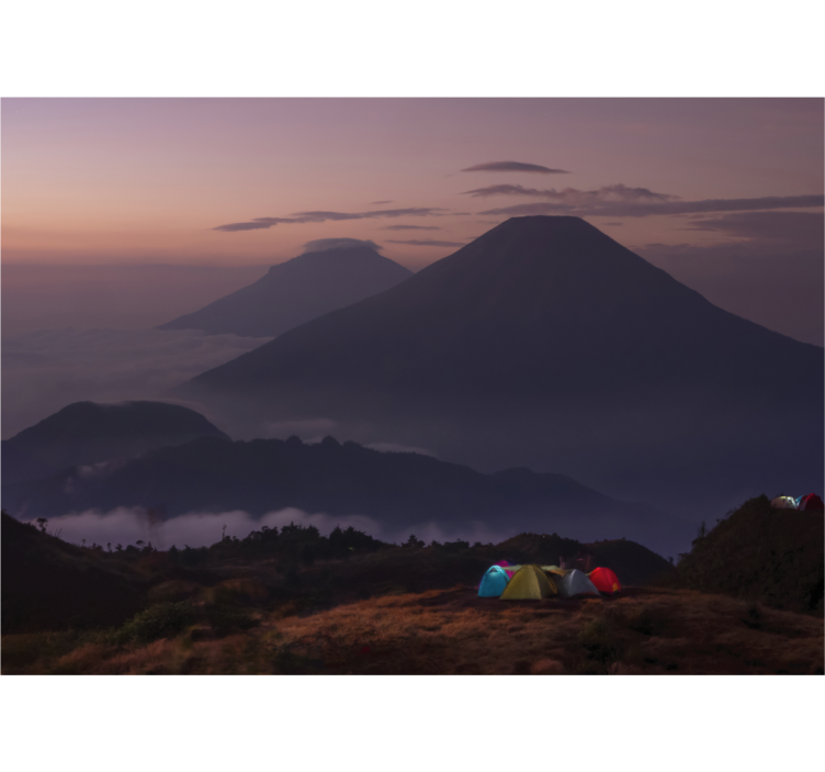 Kitchen roller blind hikers in the cloudy mountains - TenStickers