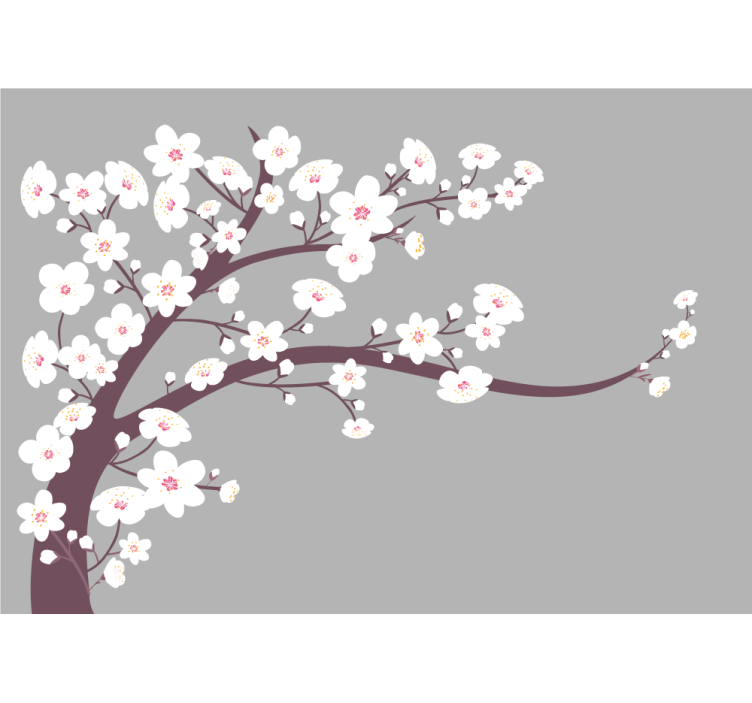 Kitchen roller blind white flowers on gray background - TenStickers