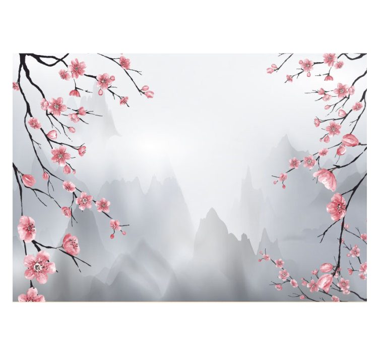 Kitchen roller blind cherry blossom branches view - TenStickers