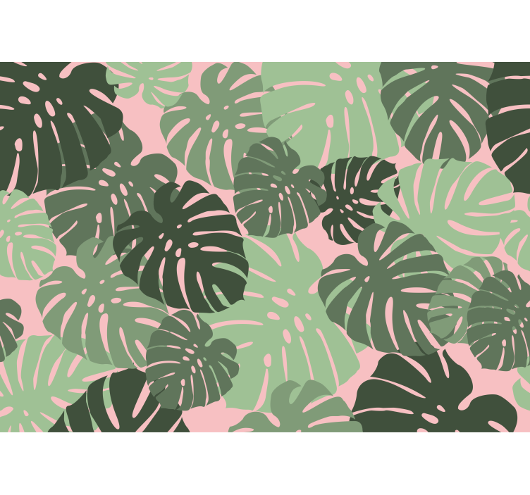 Kitchen roller blind with pink monstera leaves - TenStickers