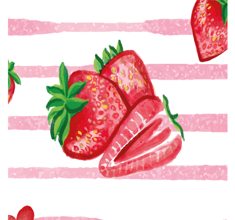 Kitchen roller blind seamless strawberries on stripes - TenStickers