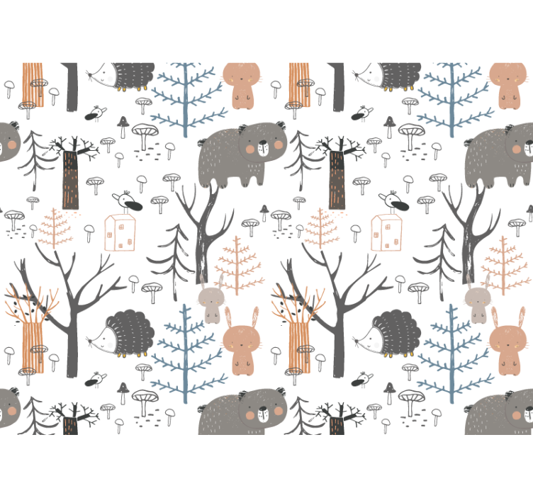 White roller blind scandinavian forest animals - TenStickers