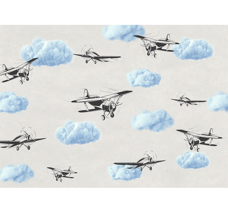 White roller blind airplanes in the sky - TenStickers