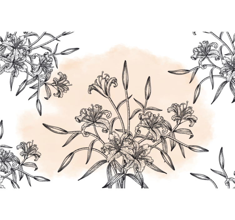 White roller blind with panoramic lily wallpaper - TenStickers