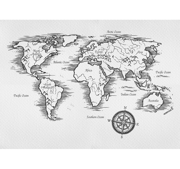 White roller blind elegant world map design - TenStickers