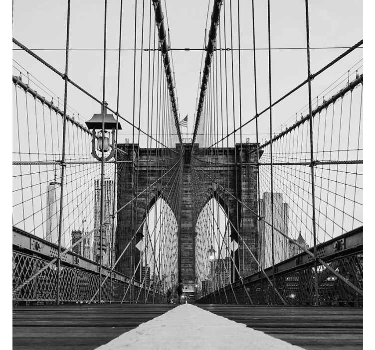 Living room roller blind black and white brooklyn bridge - TenStickers