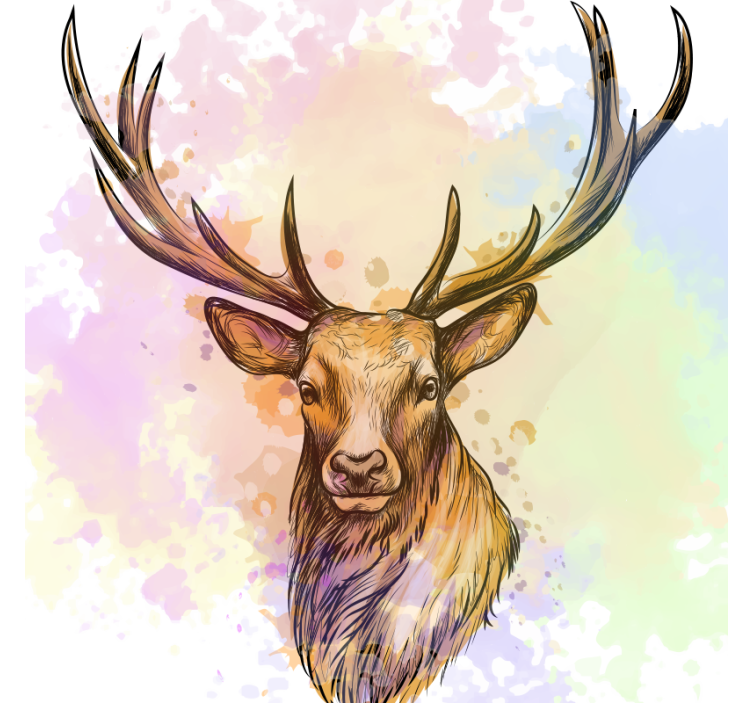 Living room roller blind paint splash stag - TenStickers