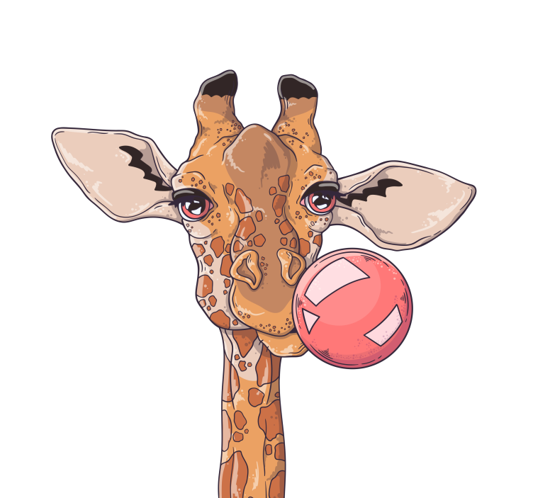 Living room roller blind giraffe with bubble gum - TenStickers