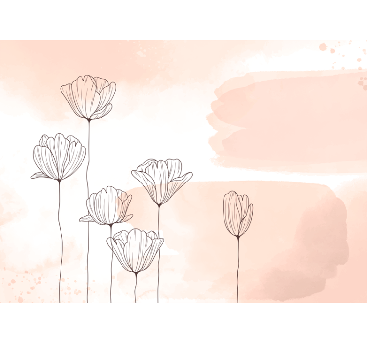 Living room roller blind floral line - TenStickers