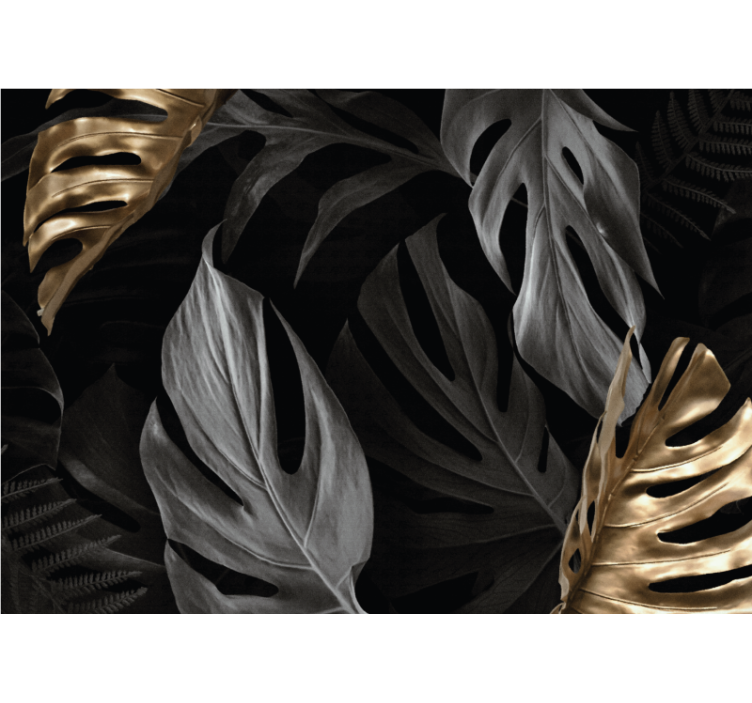 Living room roller blind with elegant tropical leaves - TenStickers