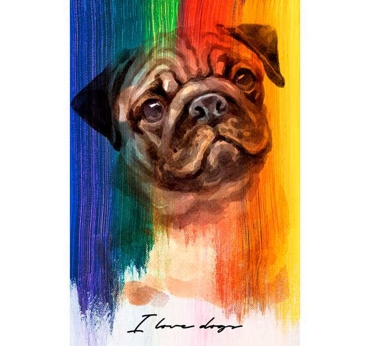 Living room roller blind rainbow pug - TenStickers