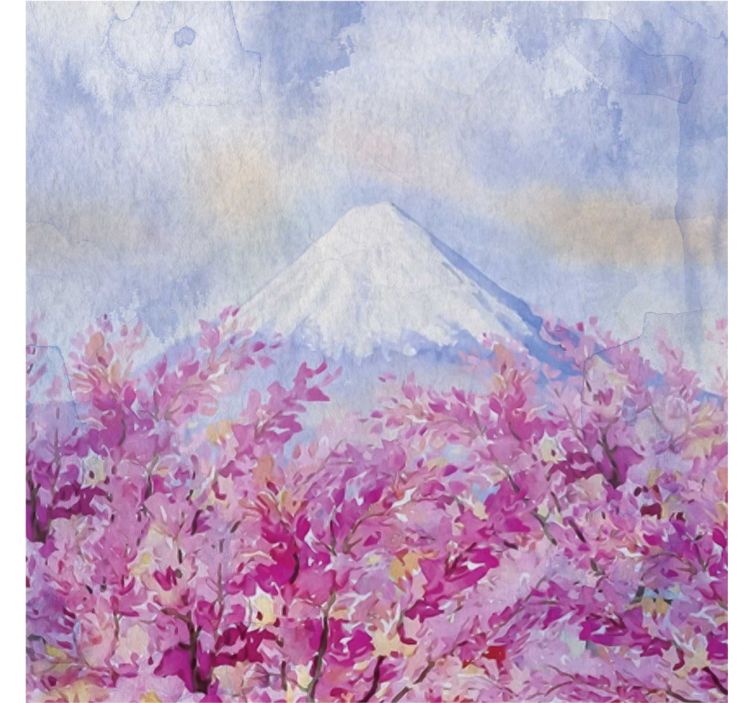 Living room roller blind cherry blossom view - TenStickers