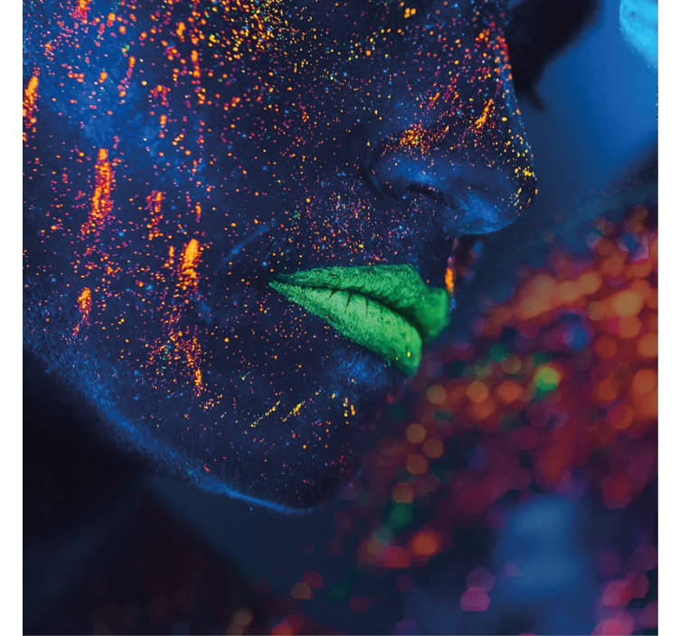 Living room roller blind colorful mouth hand painted - TenStickers