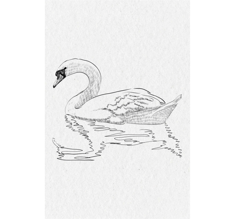 Living room roller blind sketch swan design - TenStickers