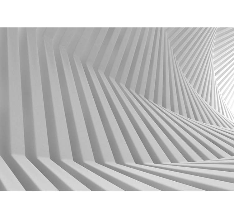 White roller blind abstract geometric waves - TenStickers