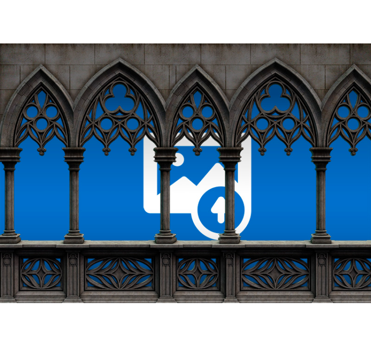 Black roller blind stone mural with frame - TenStickers