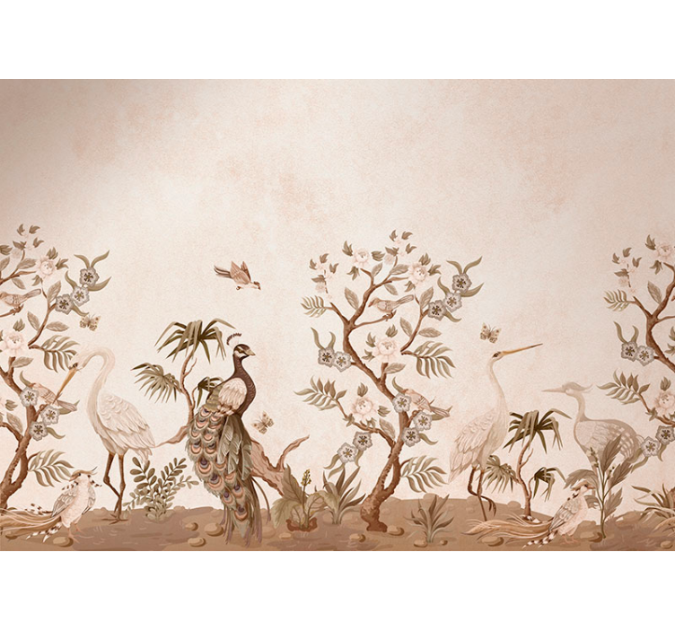 Beige roller blind with vintage fauna design - TenStickers