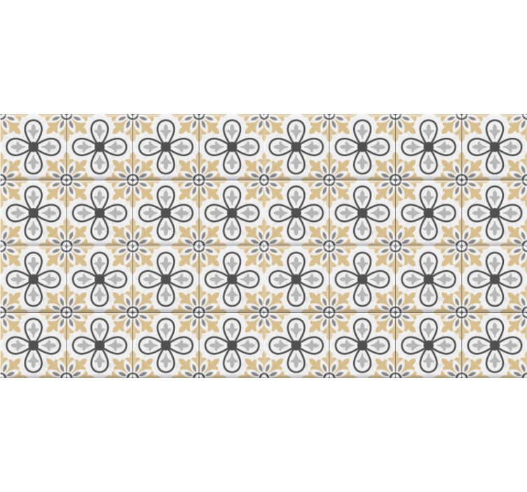 Beige roller blind with vintage tile design - TenStickers