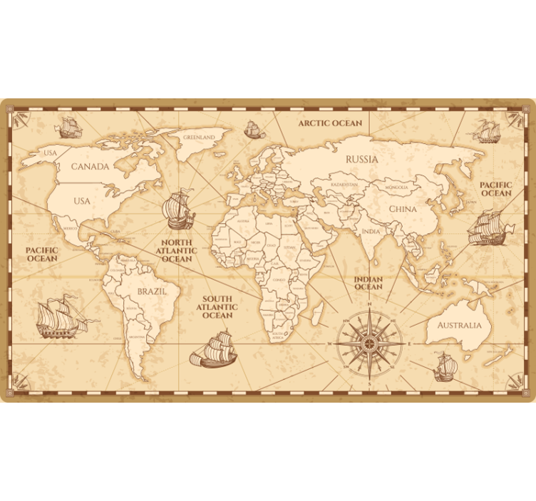 Beige roller blind vintage worldmap design - TenStickers