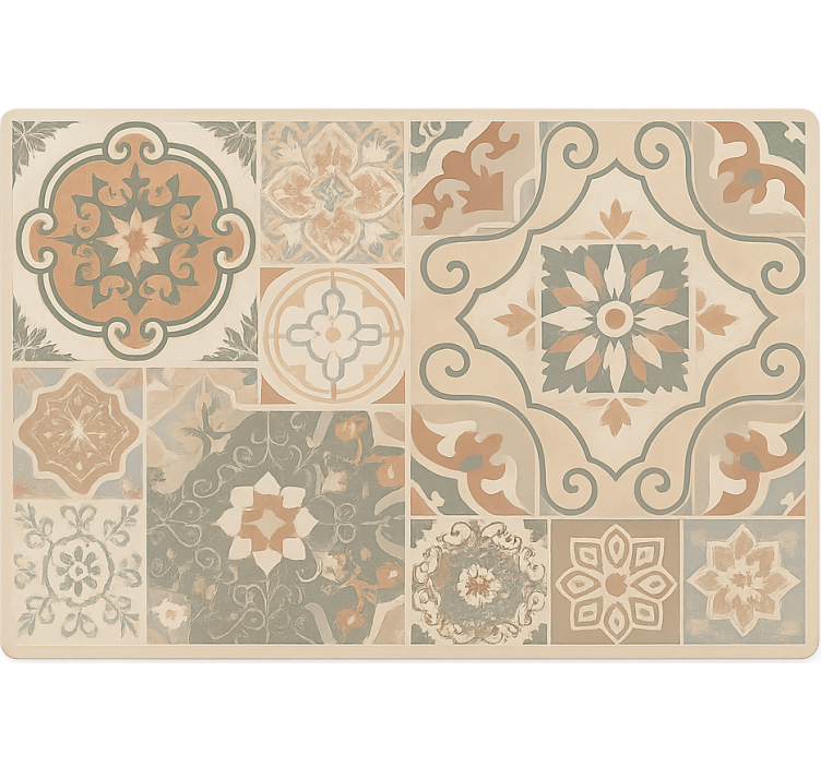 Beige roller blind with cement tiles in various sizes - TenStickers