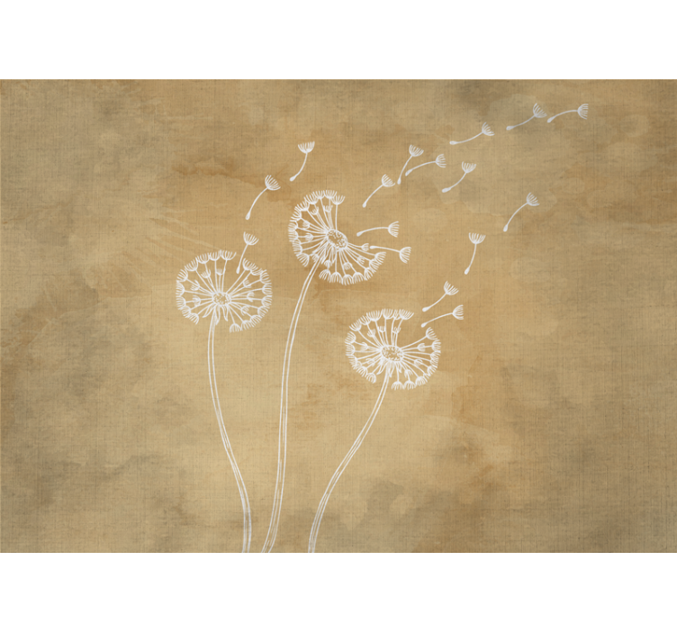 Beige roller blind dandelions with and without petals - TenStickers