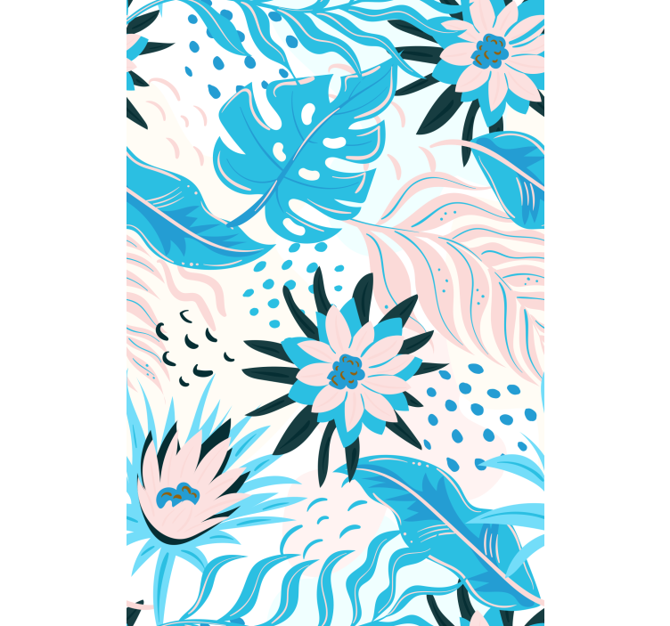 Blue and pink flowers roller blind - TenStickers