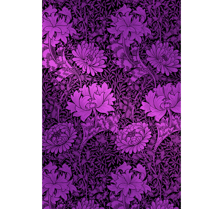 Purple botanical motif flower roller blind - TenStickers