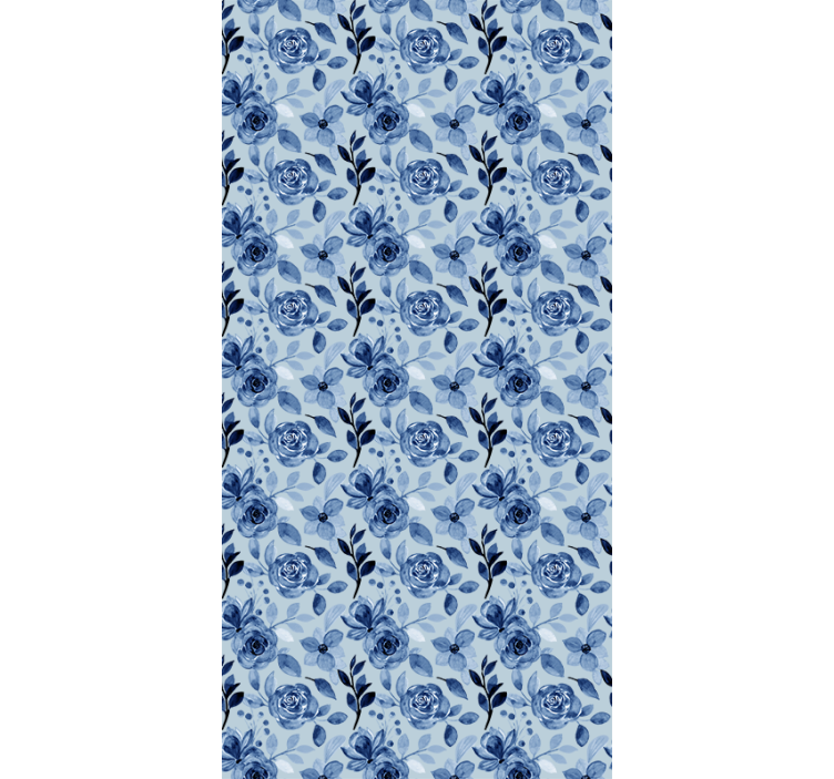 Blue arrangement flowers and plants roller blind - TenStickers