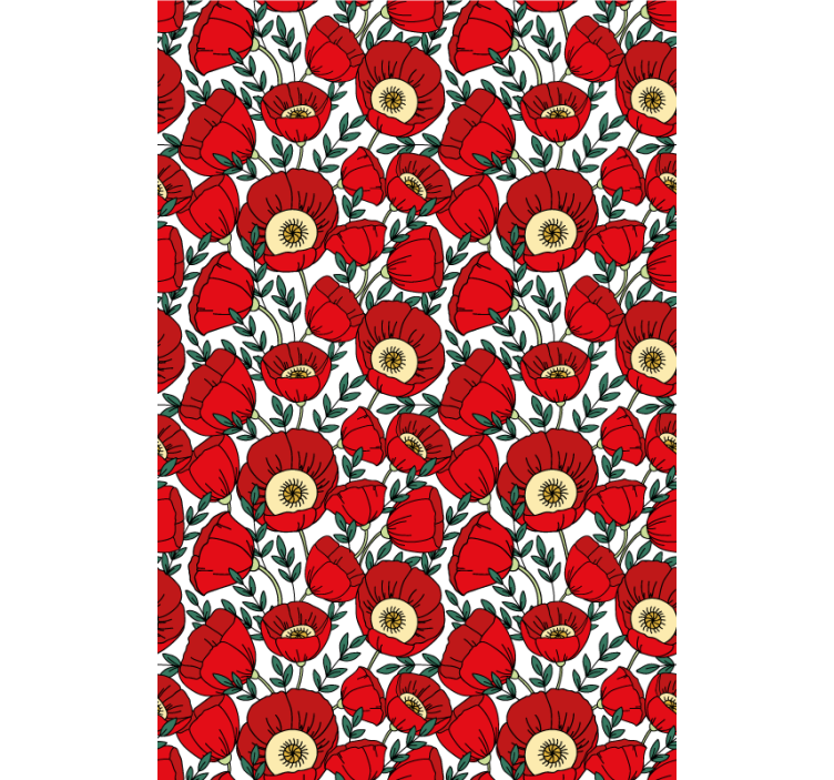 Red puppies pattern flowers and plants roller blind - TenStickers