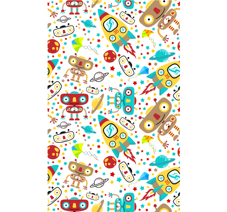 Rocket robots adventure children room roller blind - TenStickers