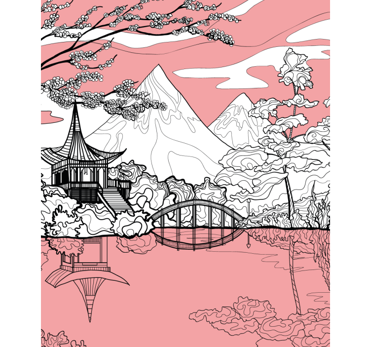 Mountain landscape reflection zen roller blind - TenStickers