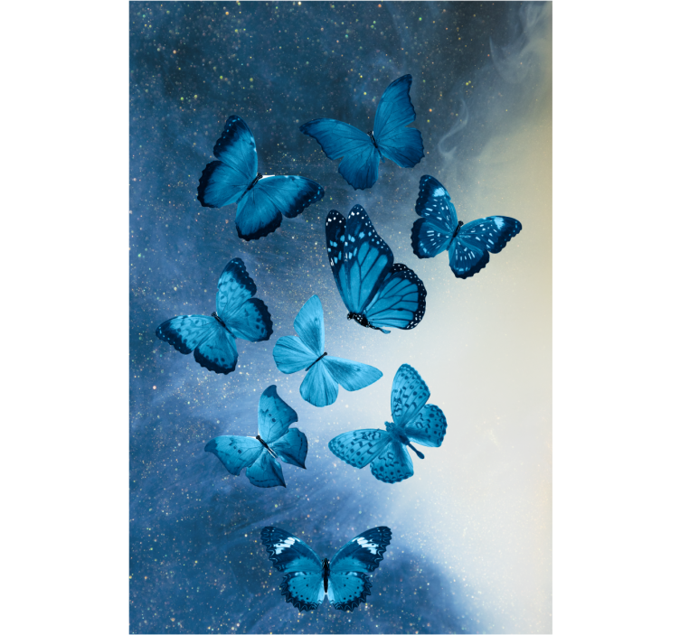 Blue flying motif butterfly roller blind - TenStickers