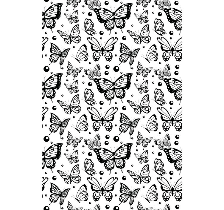 Fluttering black and white butterfly roller blind - TenStickers