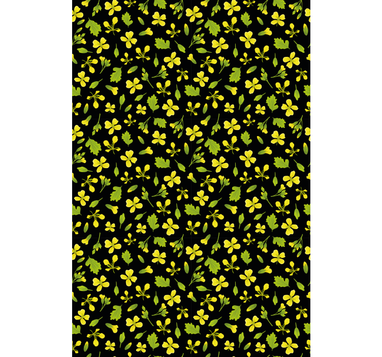 Yellow and black pattern flowers and plants roller blind - TenStickers