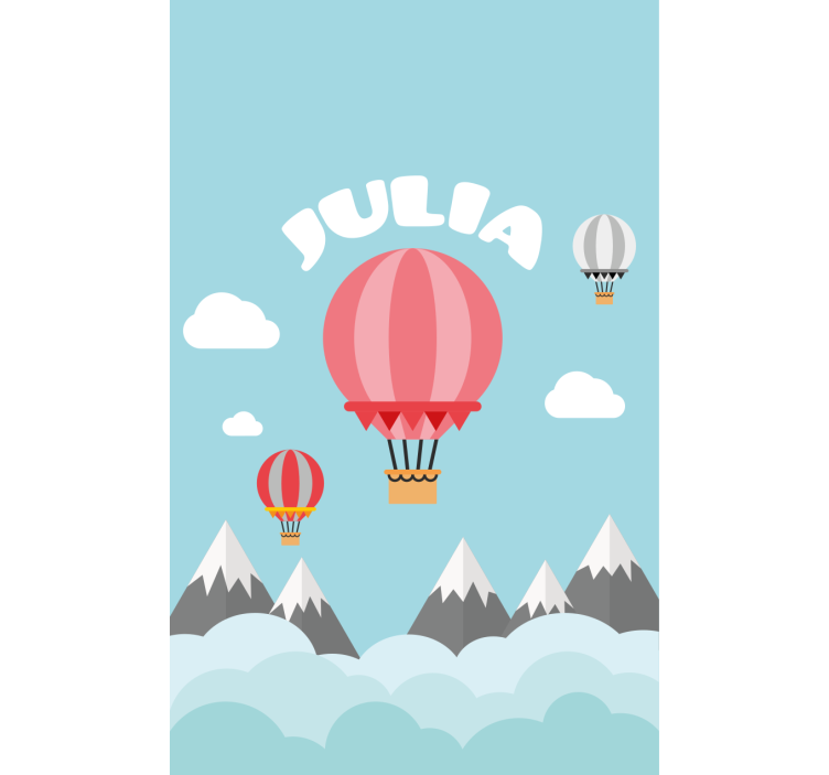 Hot air balloons with name children room roller blind - TenStickers
