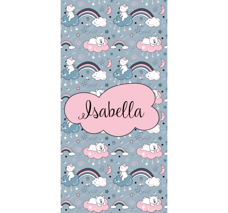 Bear rainbow with name children room roller blind - TenStickers