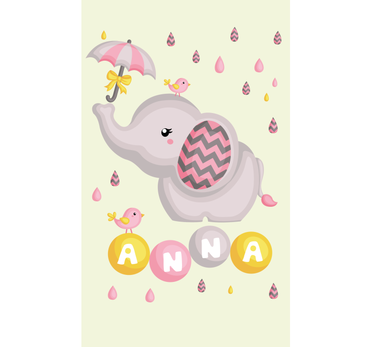 Children room roller blind baby elephant with name umbrella - TenStickers