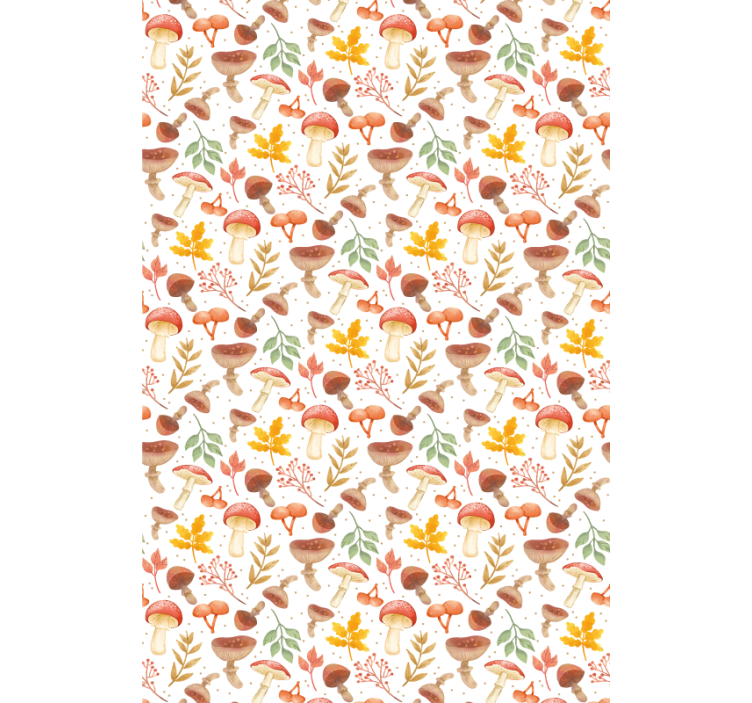 Mushroom and Leaf Pattern flowers and plants roller blind - TenStickers