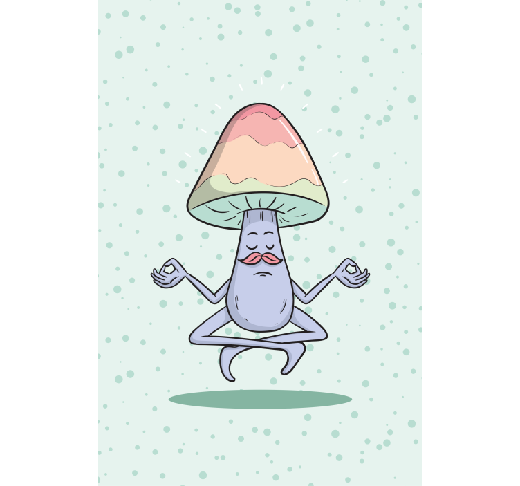 Cartoon mushroom meditating Kitchen blind - TenStickers