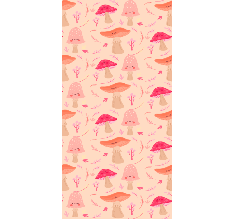Pink ushroom patterns flowers and plants roller blind - TenStickers