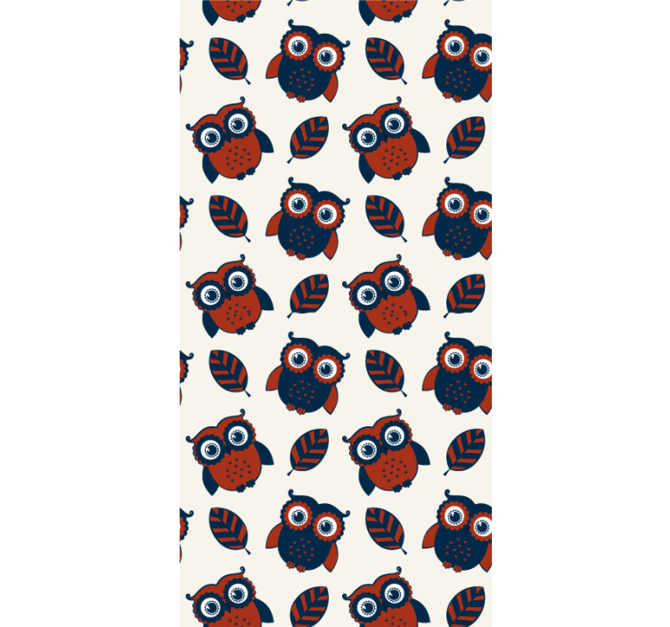 Cartoon Owls and Leaves animal roller blind - TenStickers