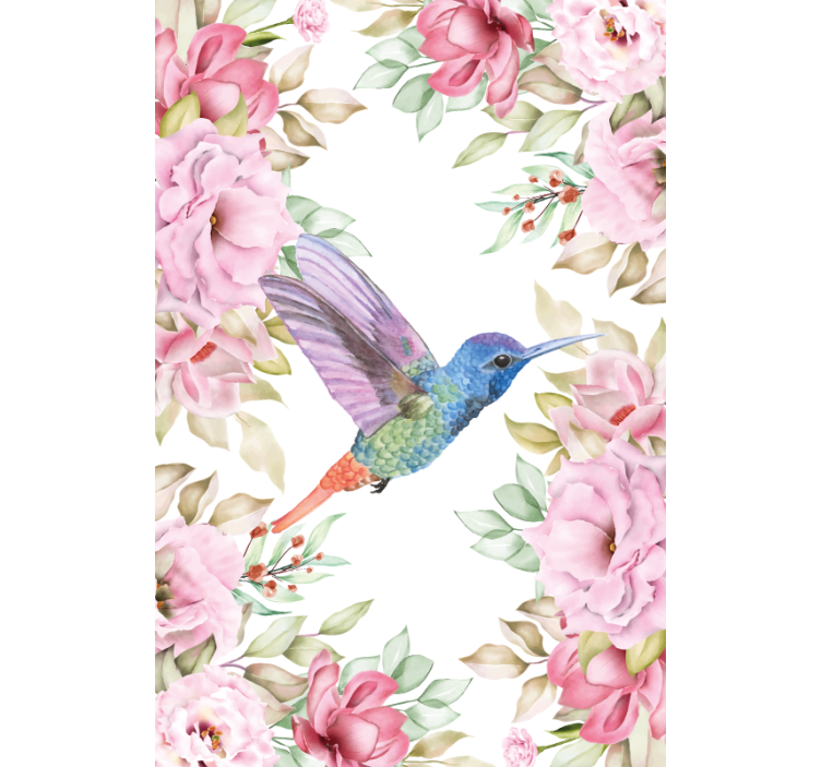 Hummingbird Among Roses flowers and plants roller blind - TenStickers