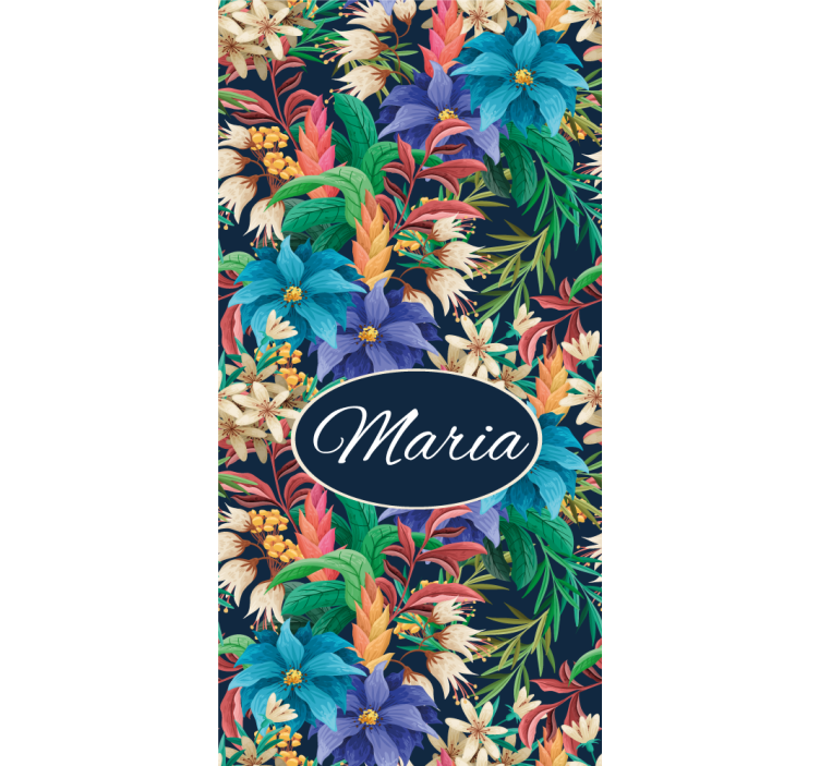 Floral Name Personalization flowers and plants roller blind - TenStickers