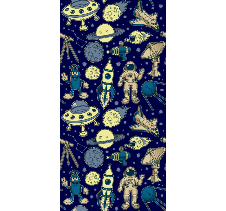Space characters children room roller blind - TenStickers